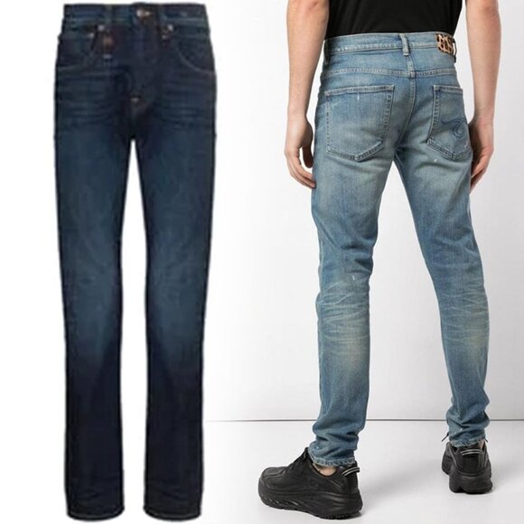 R13 Classic Slim Jeans Blue Raw Dark Wash Cotton Denim Button Fly 31 S/M Italy - Picture 8 of 8